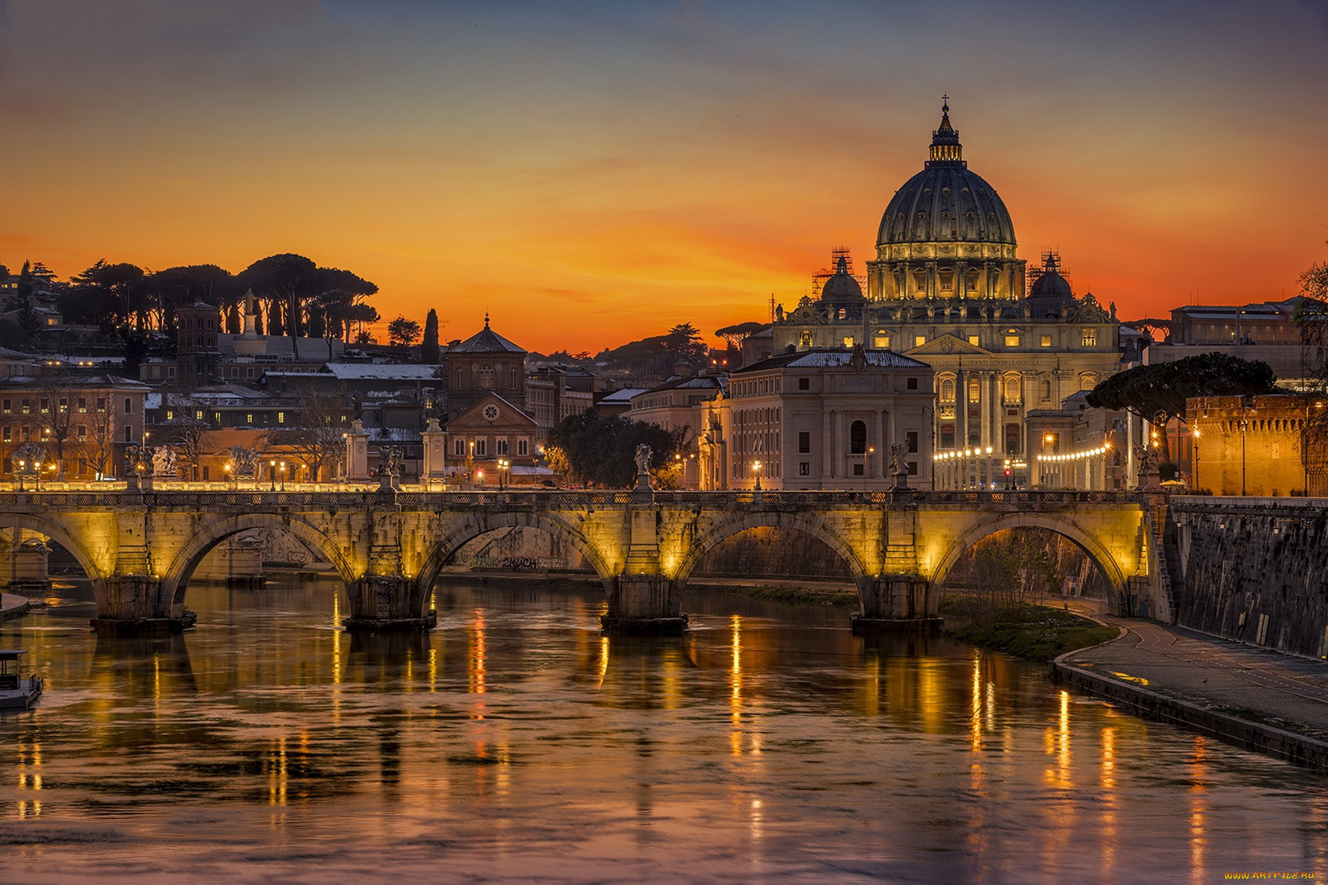 Италия собор Святого Петра пейзажи закат